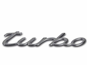 Turbo - Chrome Badge. Porsche 993 Turbo / 996 Turbo - 996559237034PU, 996.559.237.03.4PU